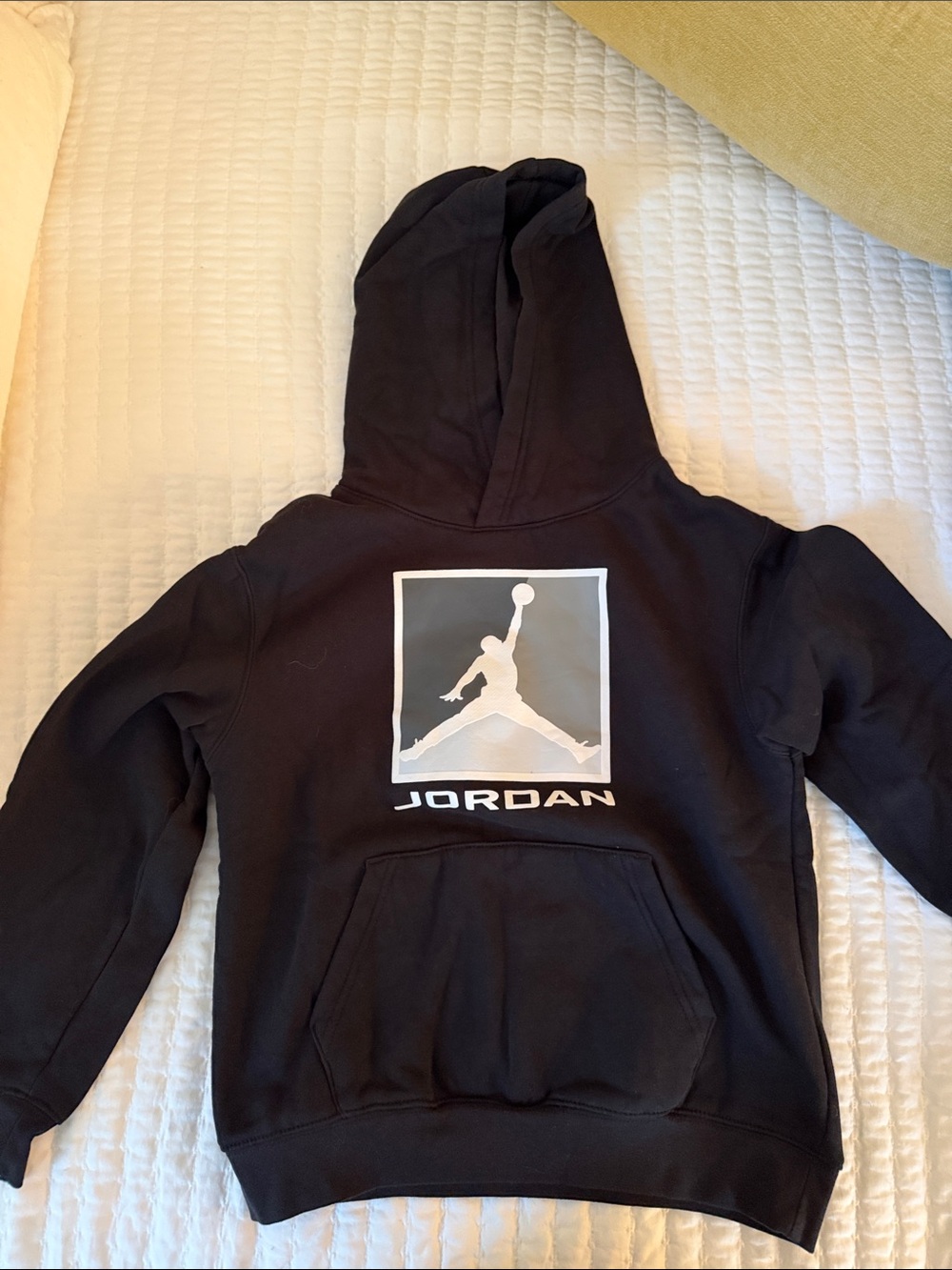 Jordan Black Hoodie with White Jumpman Square Graphic